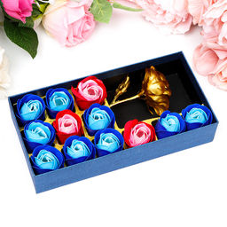 Мыльные розы, красные и синие + золотая роза, набор 12 шт. - SB BEAUTY фото 3
