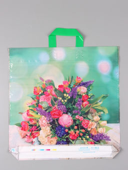 Цена за 25 шт. Пакет Цветочная композиция, полиэтиленовый с петлевой ручкой, 45?45 + 3 см, 60 мкм
