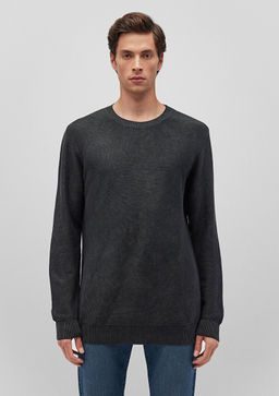 Gri Bisiklet Yaka Kazak - Mavi фото 2