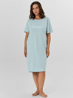 Сорочка ночная женская голубая с надписью Царица