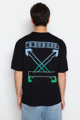 TRENDYOL MAN Siyah Oversize/Genis Kesim S?rt Bask?l? %100 Pamuklu T-shirt TMNSS20TS1132 - Trendyolmilla фото 7
