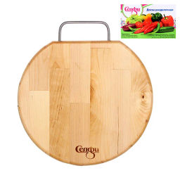 Доска разделочная "Круг" средняя металлическая ручка 30*1,8см