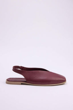 Bordo Hakiki Deri Arkas? Ac?k Kare Burun Kad?n Babet TAKSS25BE00018