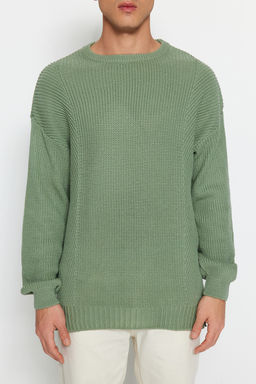 Trendyolmilla Man Mint Unisex Oversize Fit Genis Kal?p Bisiklet Yaka Y?rtmacl? Triko Kazak TMNAW21KZ0552  фото 6