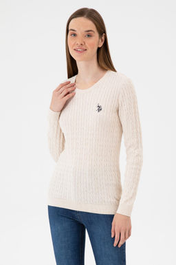 Kad_n Krem Melanj Bisiklet Yaka Basic Kazak Sepette S_rpriz _ndirim - U.s. polo assn фото 3