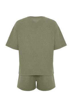 Trendyolmilla Siyah Waffle Kumas Sortlu Orme Pijama Tak?m? THMSS22PT0524  фото 21