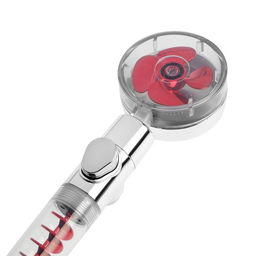 Лейка для душа ZEIN Z4088, микроточки, кнопка «стоп», вентилятор, спираль, красный/хром