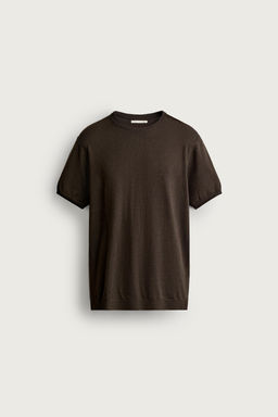 CAMISETA PUNTO REGULAR FIT B?SICO / Chocolate - Zara фото 8