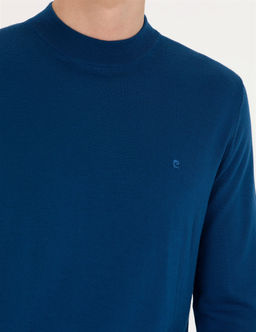 _ndigo Regular Fit Bato Yaka Y_n Kar___ml_ Basic Triko Kazak