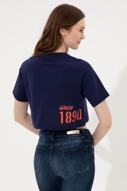 U. S. Polo Assn Женская темно-синяя укороченная футболка с круглым вырезом - U.s. polo assn фото 5