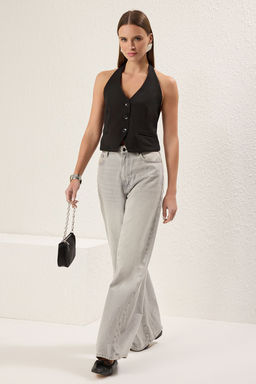 Trendyolmilla Siyah Regular Halter Yaka Regular Yelek TWOSS25YE00082 фото 4