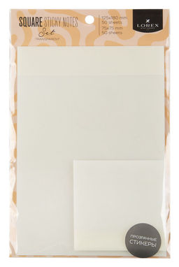 Блок самоклеящ. прозрачный LOREX TRANSPARENT SET 180x125 мм, 75x75 мм 2 шт 50 л. прозр. 1 цв. 0,05 мм