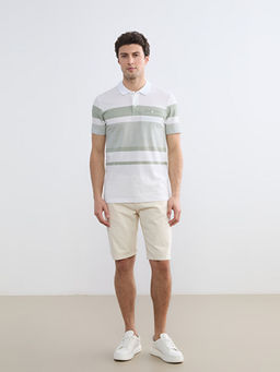 Polo Yaka ?izgili Merserize G?r?n?ml? Erkek Ti??rt