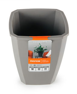 Кашпо квадратное с дренажной вставкой "Лаунж" 2,4л/1,6л пыльно-серое С371ПСЕР