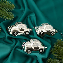 Ёлочные игрушки 3 шт., Зимнее волшебство, Автолегенда пластик, 7.54 см, серебро