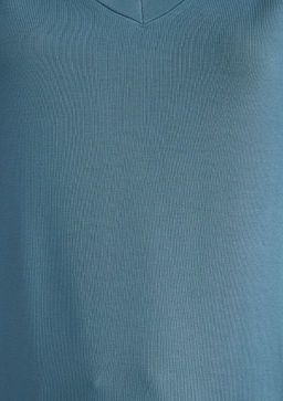 V Yaka Mavi Basic Viskoz Tisort фото 6