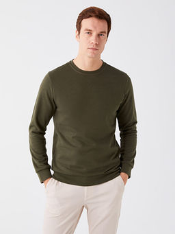 Bisiklet Yaka Uzun Kollu Erkek Kal?n Sweatshirt