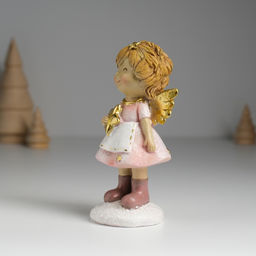 Фигурка полистоун Ангелочек в розовом платье и белом фартуке, 6.5?5?12.5 см, МИКС