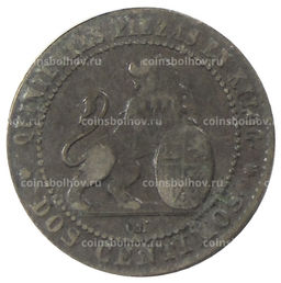 Монета 2 сентимо 1870 года Испания