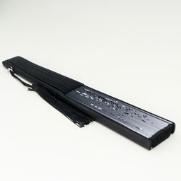 Веер складной h=21 см Бабочки в траве, бамбук, текстиль, чёрно-белый, с кисточкой