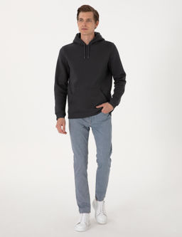 Antrasit 2 _plik Regular Fit __i Polarl_ Kap__onlu Basic Sweatshirt