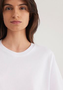 Bisiklet Yaka Beyaz Basic Crop Tisort - Mavi фото 5