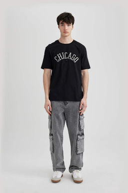 Футболка стандартного кроя с круглым вырезом и короткими рукавами с принтом - Defacto фото 2