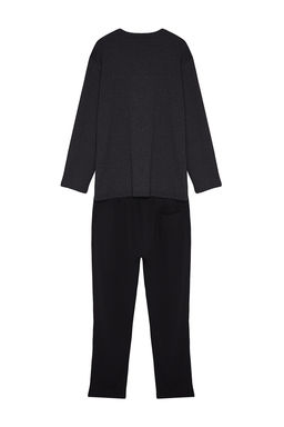 TRENDYOL MAN Erkek Antrasit Regular Fit Bask?l? Orme Pijama Tak?m? TMNAW24PT00038 - Trendyolmilla фото 8