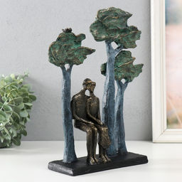 Фигурка полистоун Двое в парке. Посидим, под металл, 23.4?7.4?29.8 см