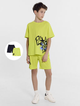 Шорты для мальчиков мультипак (2 шт.) в салатовом и сером цвете