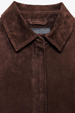 ZW COLLECTION LIMITED EDITION 100% SUEDE LEATHER OVERSHIRT - Zara фото 4