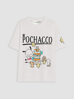 Bisiklet Yaka Pochacco Bask?l? K?z ?ocuk Ti??rt