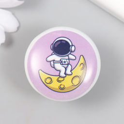 Фурнитура для шкатулки, ручка «Космонавт на месяце», керамика, металл, 3.8×3.8 см