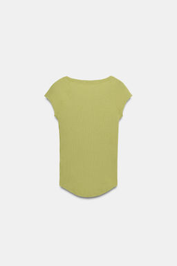 CAMISETA BOTONES CON LINO / Pistacho - Zara фото 5