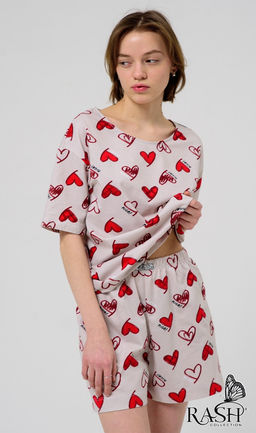 Пижама Валентинки бежевая Цвет:как на фото