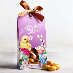 Миндаль в шоколадной глазури С Праздником Пасхи, 100 гр.