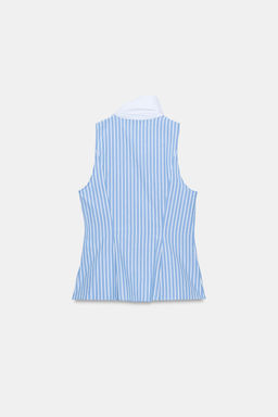 CAMISA RAYAS LAZO MANGA SISA / Azul / Blanco