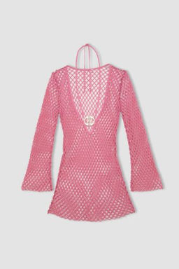 Declara x DeFacto File Uzun Kollu Mini Plaj Elbisesi