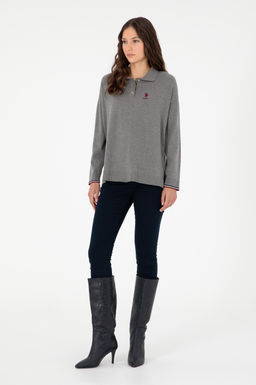 Женский серый меланжевый свитер Неожиданная скидка в корзине - U.s. polo assn фото 4