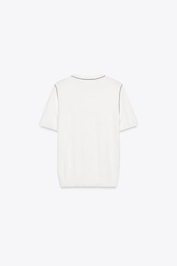 SHORT SLEEVE KNIT TOP WITH PIPING - Zara фото 12