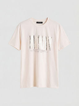 Bisiklet Yaka Bask?l? Kad?n Ti??rt