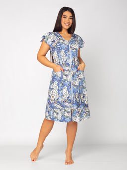 Халат женский кулирка на молнии МОДНИЦА ГОЛУБОЙ - Домтрик фото 2