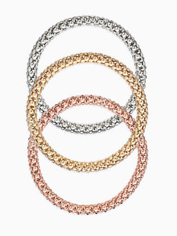 Браслеты цепочки «Плетение», набор 3 шт. тянется, d=7 см, серебро, бронза, золото