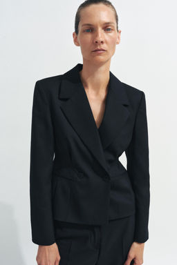 BLAZER ENTALLADA CON LANA ZW COLLECTION / Negro - Zara фото 3