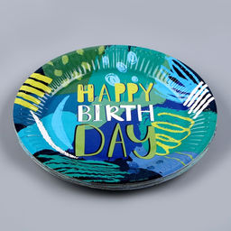 Цена за 10 шт. Тарелка бумажная С Днём Рождения, граффити, 18 см - Страна карнавалия фото 7