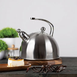 Чайник из нержавеющей стали 2,5л Iness s0,6мм, дно д17см, s4мм, со свистком, стеклянная крышка, полировка внешняя - матовая, внутренняя - зеркальная, капсулированное дно с алюминиевой вставкой, изготовлен методом завальцовки, TalleR (Китай) Подхо - Домашняя мода фото 2