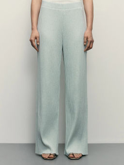 Широкие брюки в рубчик с эластичным поясом / Zarina  фото 2