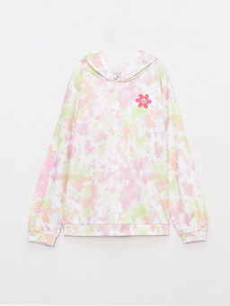 Kap??onlu Bask?l? Uzun Kollu K?z ?ocuk Sweatshirt ve E?ofman Alt? - Waikiki фото 2