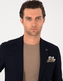 Lacivert Slim Fit Y_n Keten Kar___ml_ Ceket