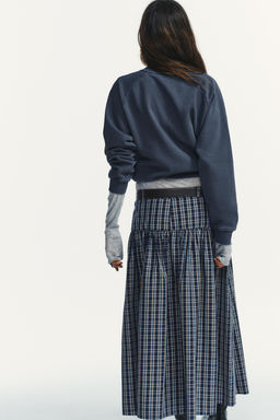 CHECKED MIDI SKIRT WITH BELT